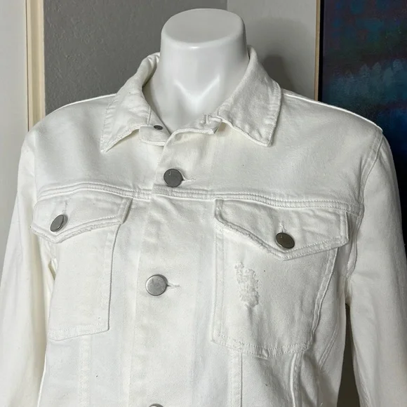 NWT J Brand Men's White Noah Distressed Denim Jacket In Jortis Size M JB002073
